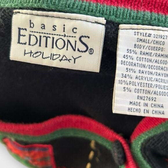 Vintage Holiday Christmas Cardigan Sweater Plaid Basic Editions Women's sz Small - Picture 8 of 9
